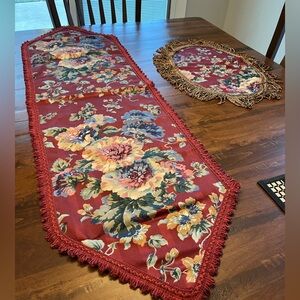 Floral Table Runners, Doilies and seat cushion